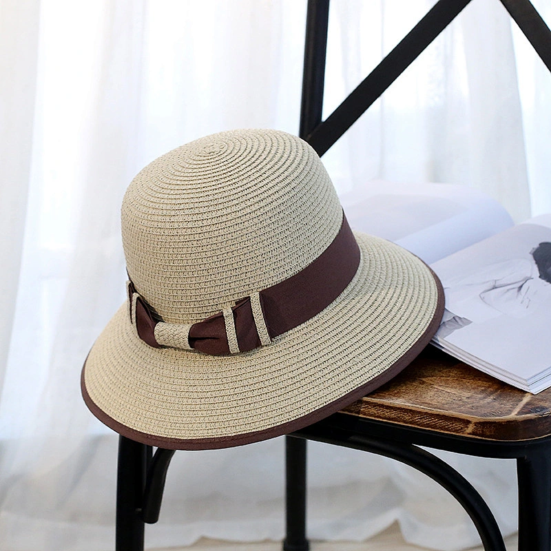 Summer Handmade Flower Straw Hat Women'S Garland Sunbonnet Bucket Hat Roll-Up Hem Beach Cap Sun Hat For Women