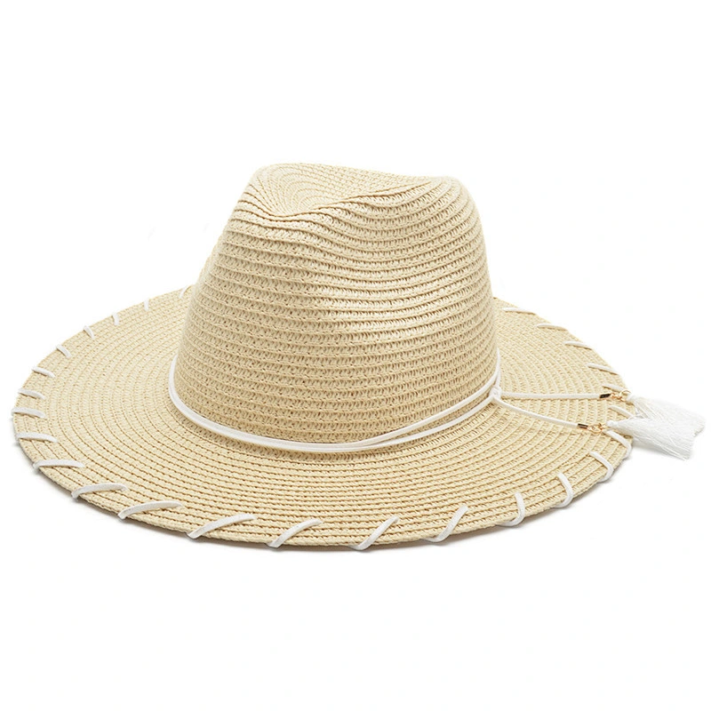 raffia straw fedora hat with flower and leaf decoration wholesale straw hats