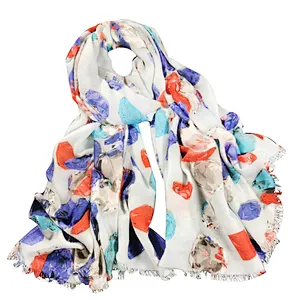 Women's cotton scarf neck fashionable printing floral country style lightweight scarves for ladies and girls