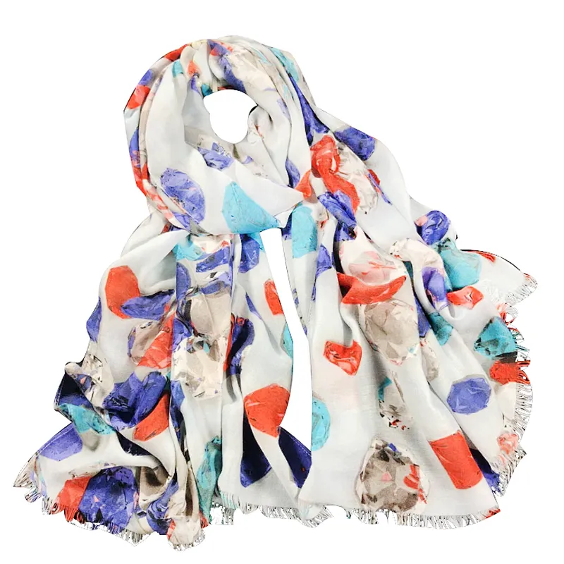 Women's cotton scarf neck fashionable printing floral country style lightweight scarves for ladies and girls