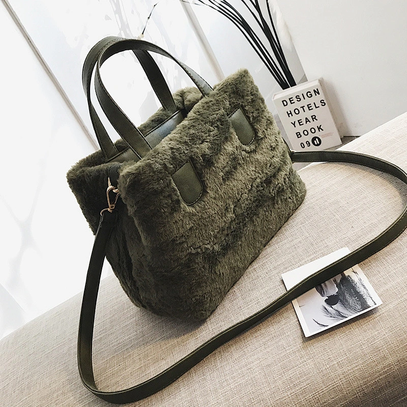 Hot sale classic design handbag ladies bags plush handbag women