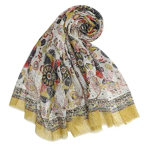 Fashionable printed folk style sunscreen shawl for women