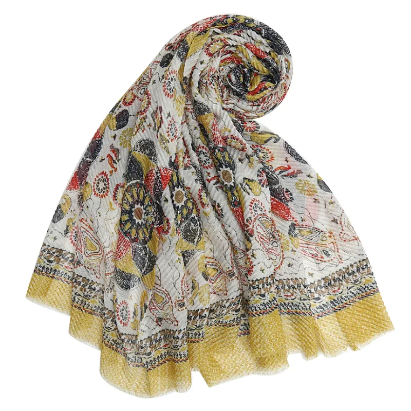 Fashionable printed folk style sunscreen shawl for women