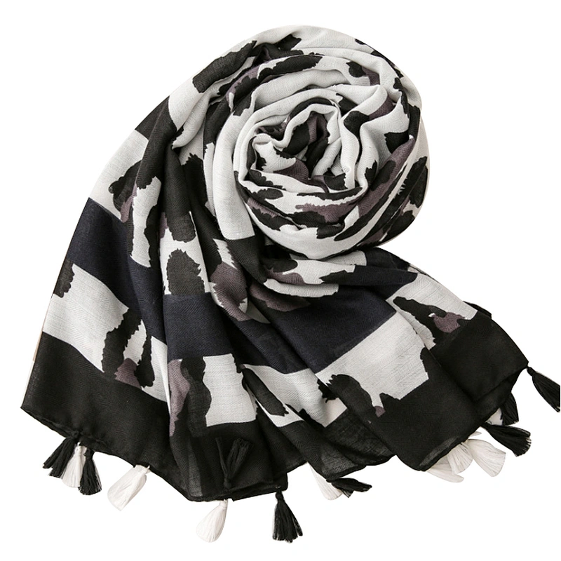 Artistic style versatile color matching leopard print shawl scarf