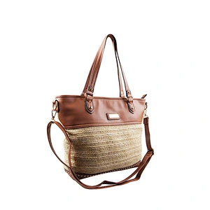Custom New Stylish Linen Cotton And PU Leather Lady Luxury Hand Bag