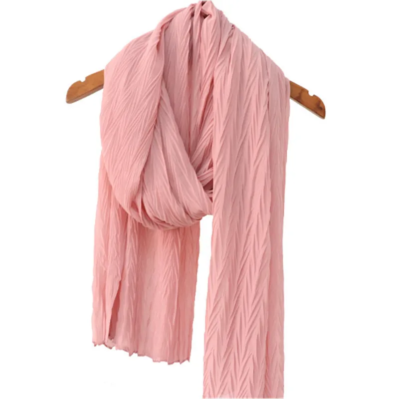 Hot products popular monochrome scarf hijab Muslim chiffon crinkle scarf for women