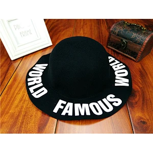Autumn and winter Europe France wind color wool woolen leather ornaments hat female wild jazz fashion felt hat