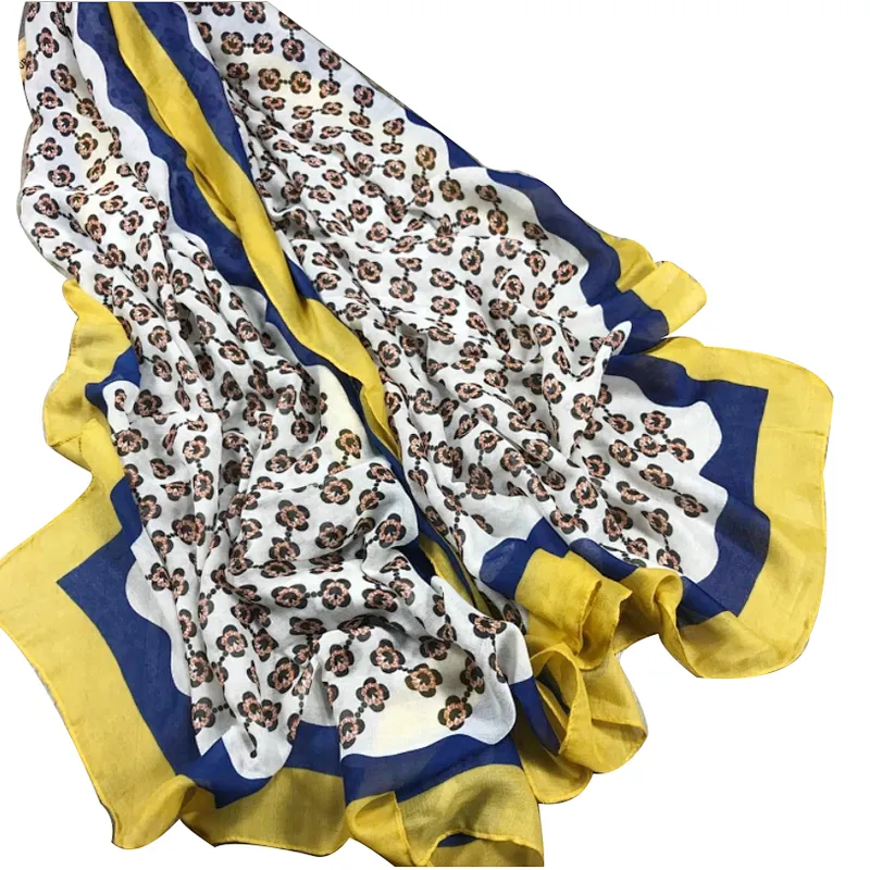 Sunflower tricolor border positioning printed scarf travel holiday shawl
