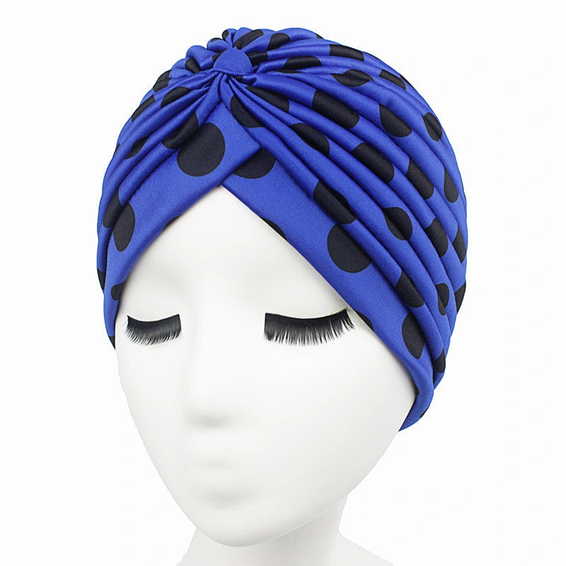 Navy Solid Color Soft Modal Indian Turban Hats Cap For Women