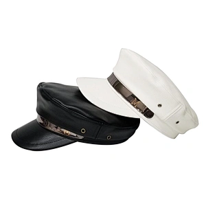 Leather octagonal hat lady autumn and winter cap british flat top navy cap lady beret hat