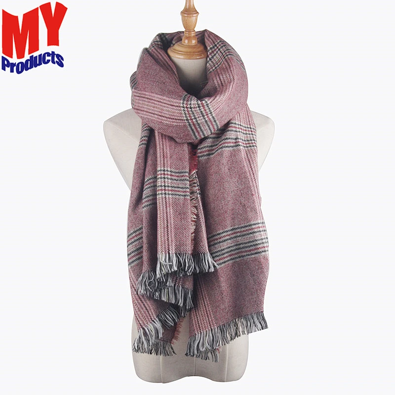 2019 New custom printed acrylic mens scarf winter warm wool striped knitting scarf