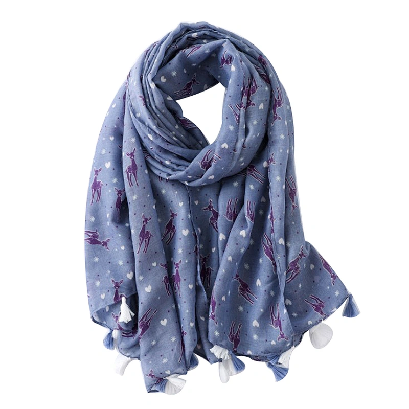 New style colorful deer print pattern lady's scarf