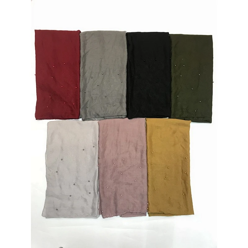 New design satin embossed with pearls women scarf