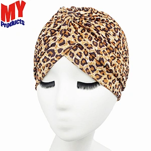 Navy Solid Color Soft Modal Indian Turban Hats Cap For Women
