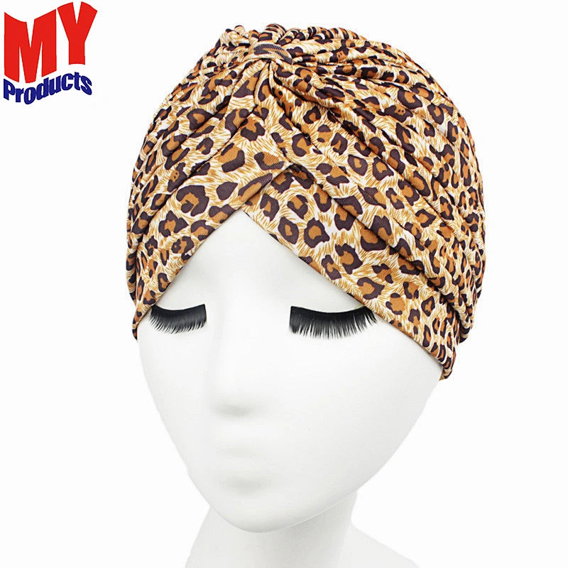 Navy Solid Color Soft Modal Indian Turban Hats Cap For Women