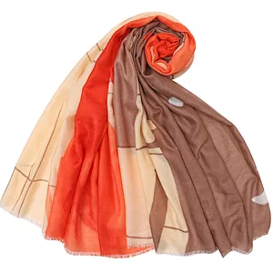Printed Muslim headscarf abstract printed cotton and linen  scarf