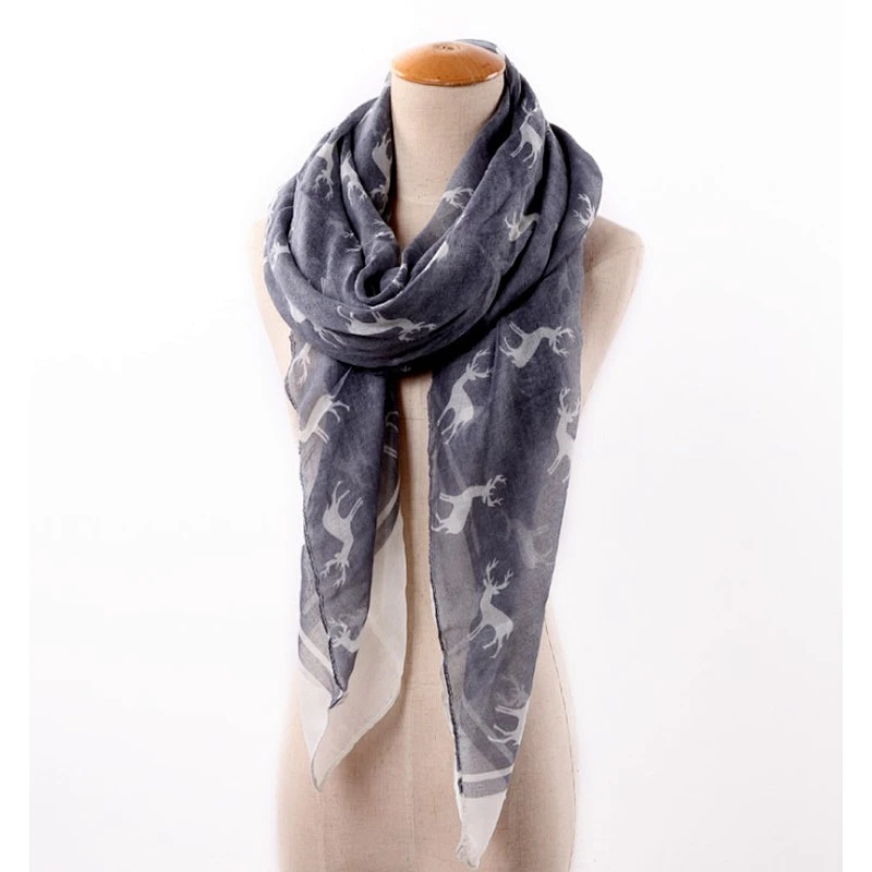 New christmas deer printed animal scarf sunscreen beach woman's shawl scarf