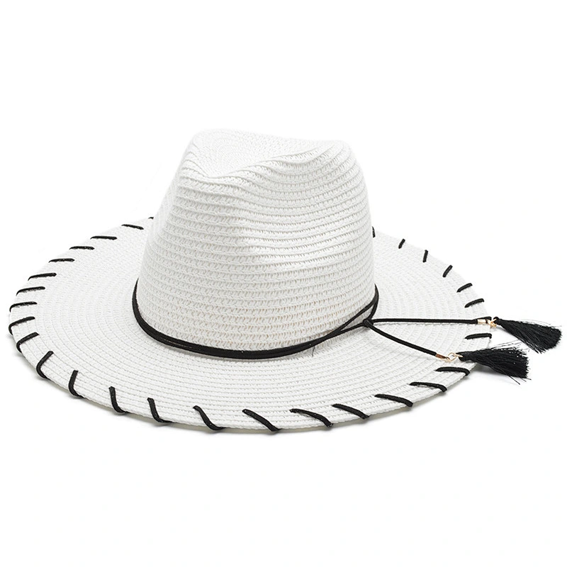 raffia straw fedora hat with flower and leaf decoration wholesale straw hats