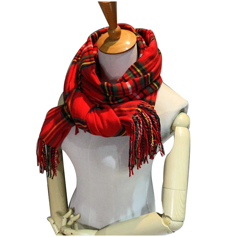 Check jacquard scarf  Christmas tassel scarf autumn and winter versatile scarf