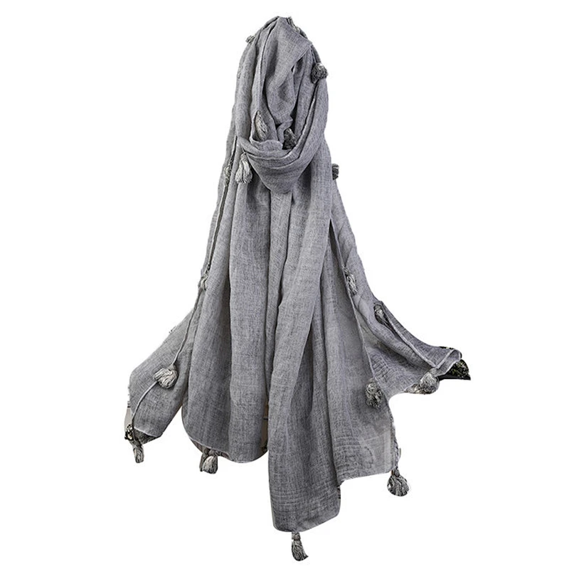 Hot selling wholesale soft solid color muslim women hijab scarf cotton and linen scarf