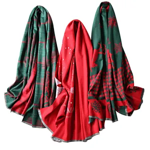 Cute Christmas wool scarf female thickened autumn and winter warm versatile neck scarf