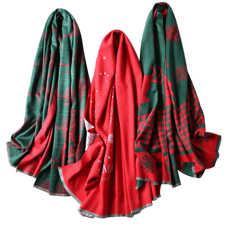Cute Christmas wool scarf female thickened autumn and winter warm versatile neck scarf