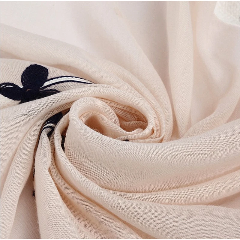 Fashionable embroider balloon shawl lovely  cotton hemp embroider scarf shawl