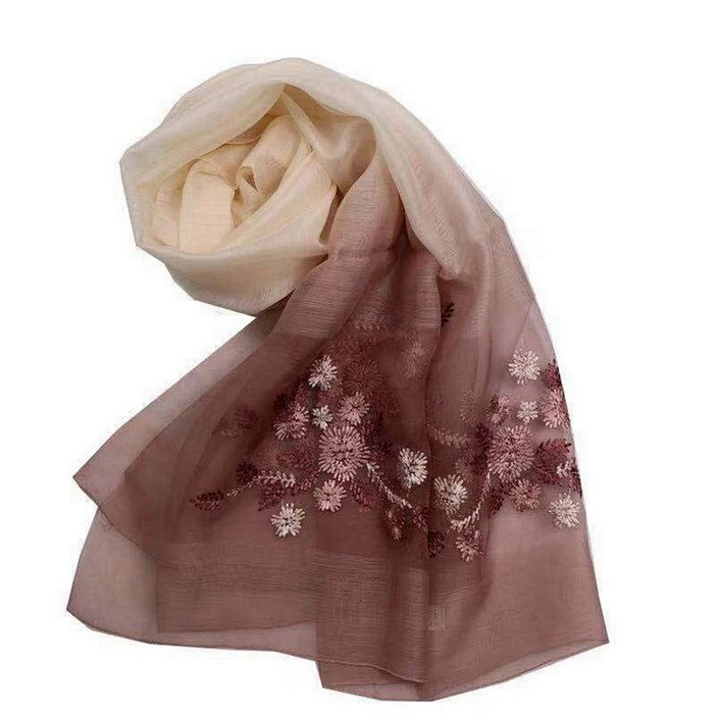 Scarf for Women pure  silk fashion embroidered