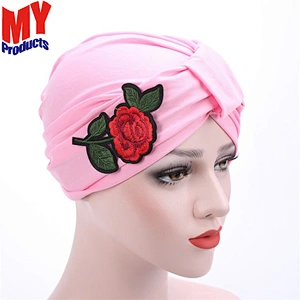 Soft Elastic Rose Pleated Twisted Muslim Turban Chemo Beanie Indian Cap
