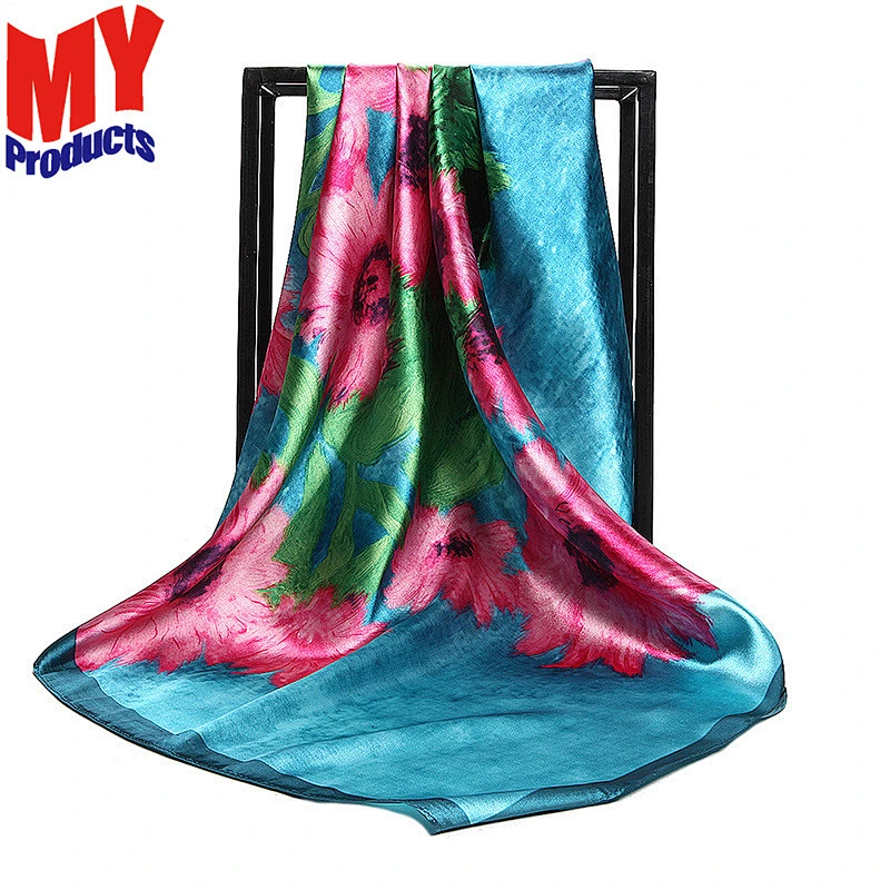 Silver silk scarf linen square scarf peacock shawl scarf