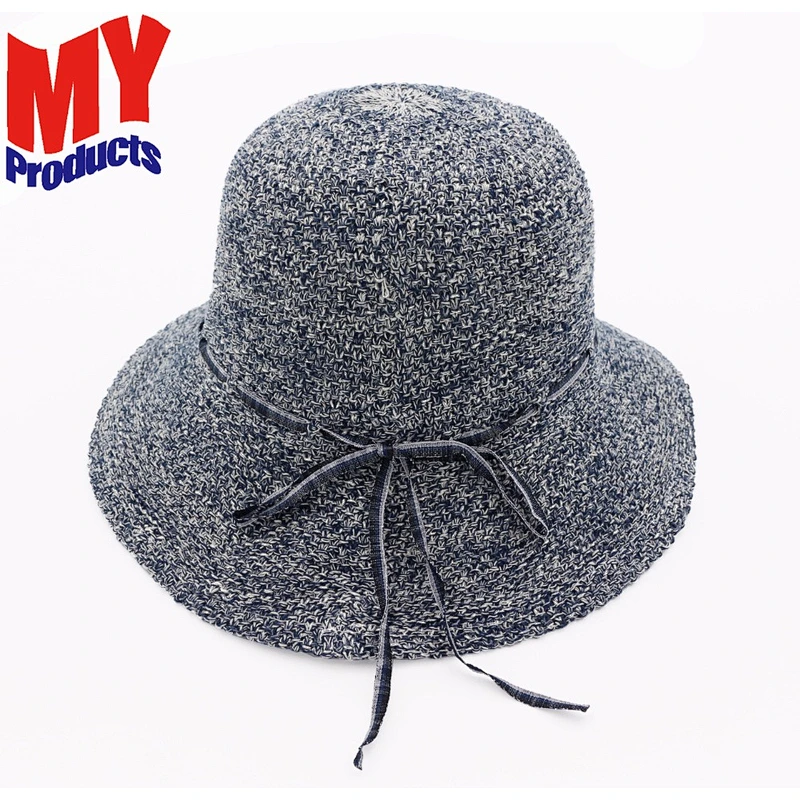 Multi Color Floppy Women Paper Straw Summer Straw Bucket Hat
