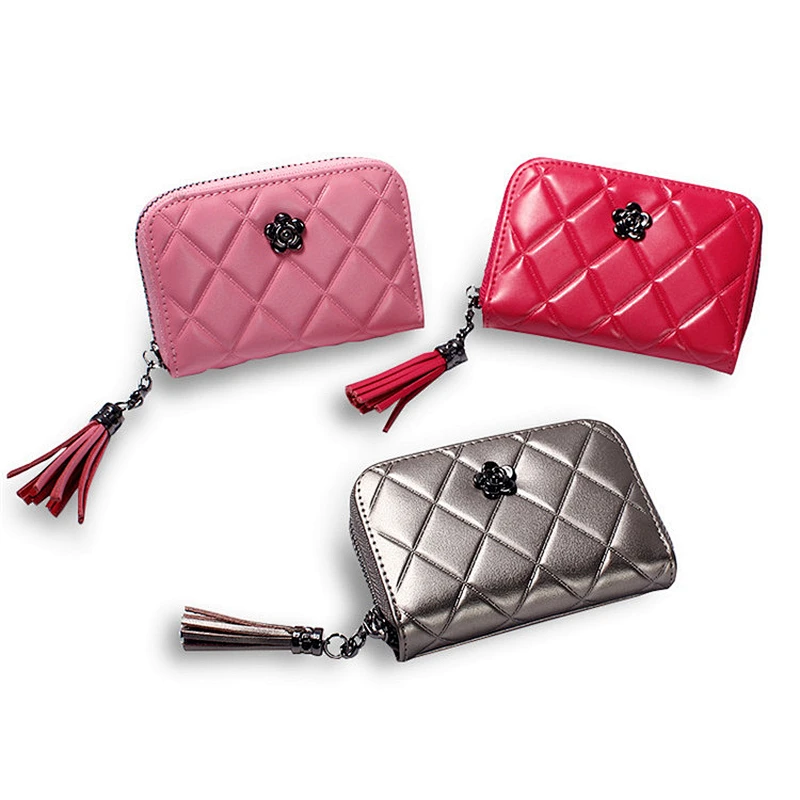 Wholesale ladies leather purses wallet with zipper for women