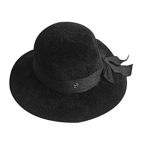 Lady fashion style design ribbon fedora chenille winter hat
