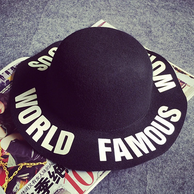 Autumn and winter Europe France wind color wool woolen leather ornaments hat female wild jazz fashion felt hat