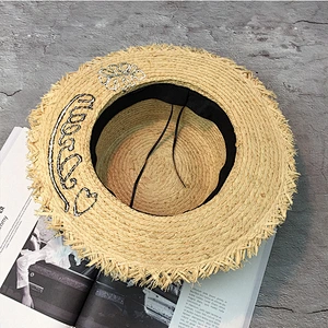 Summer Handmade flower straw hat women's Garland sunbonnet bucket hat roll-up hem beach cap sun hat for women
