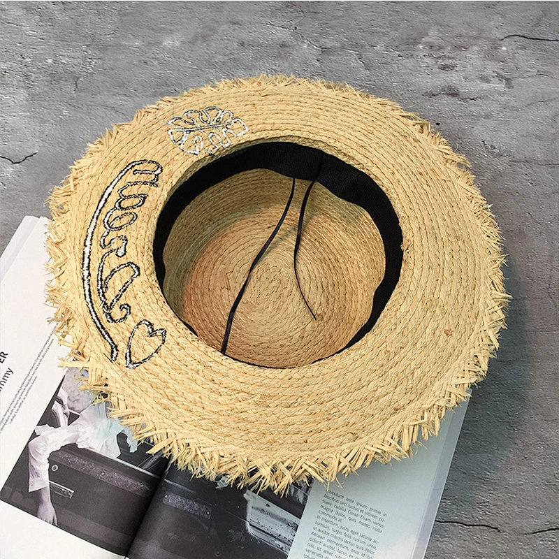 Summer Handmade flower straw hat women's Garland sunbonnet bucket hat roll-up hem beach cap sun hat for women