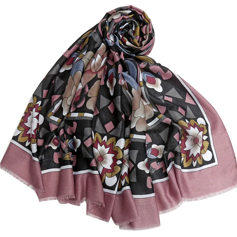 Printed ethnic style Muslim headscarf sunshade satin  scarf