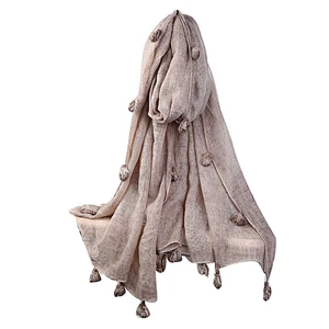 Hot selling wholesale soft solid color muslim women hijab scarf cotton and linen scarf