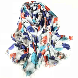 Women's cotton scarf neck fashionable printing floral country style lightweight scarves for ladies and girls
