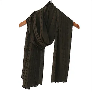 Hot products popular monochrome scarf hijab Muslim chiffon crinkle scarf for women