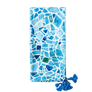 European style ocean blue fashionable geometric marble print sunshade scarf