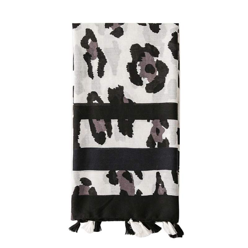 Artistic style versatile color matching leopard print shawl scarf