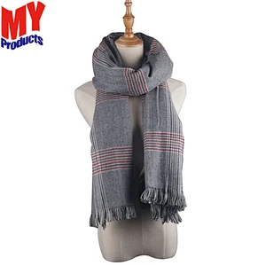 2019 New custom printed acrylic mens scarf winter warm wool striped knitting scarf