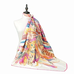 Wholesale 2019 Newest Women Square Scarf Hijab Shawl Print Silk Shawl