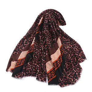 New fashion twill leopard print oversized scarf for woman