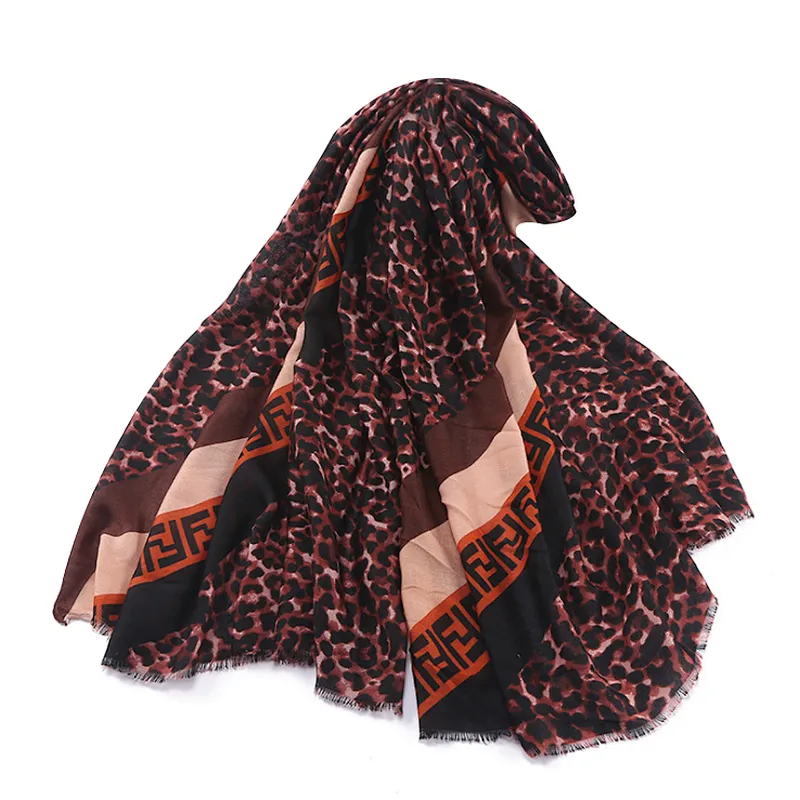 New fashion twill leopard print oversized scarf for woman