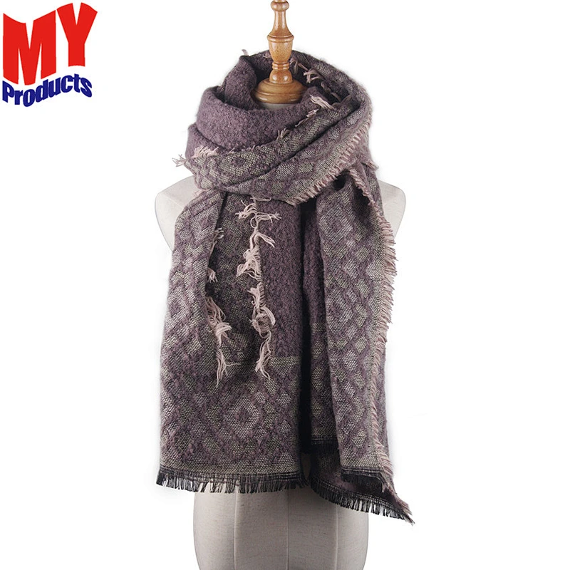 Custom Chain Pattern Crochet Winter Scarf Shawl Fashion Tassel Winter Warm Men Pashmina Scarf