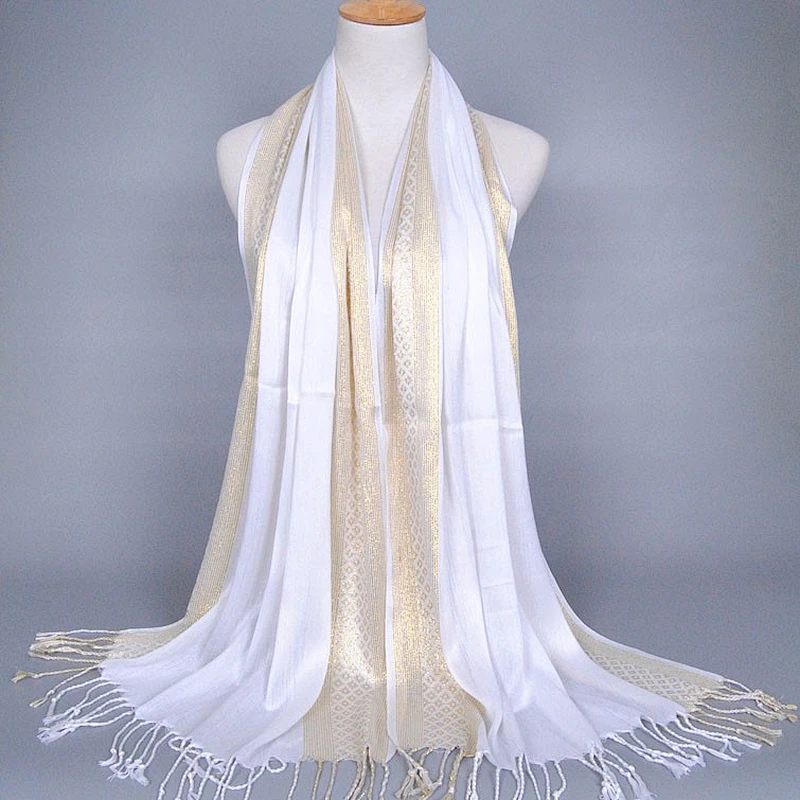 Beachwear Cover Up Scarf Brand Luxury Cotton Neck Designs Black Glitter Hijab Scarf