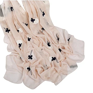 Fashionable embroider balloon shawl lovely  cotton hemp embroider scarf shawl