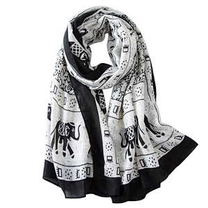 Autumn and winter elephant printed  oversized shawl versatile beach sunshade women's scarf